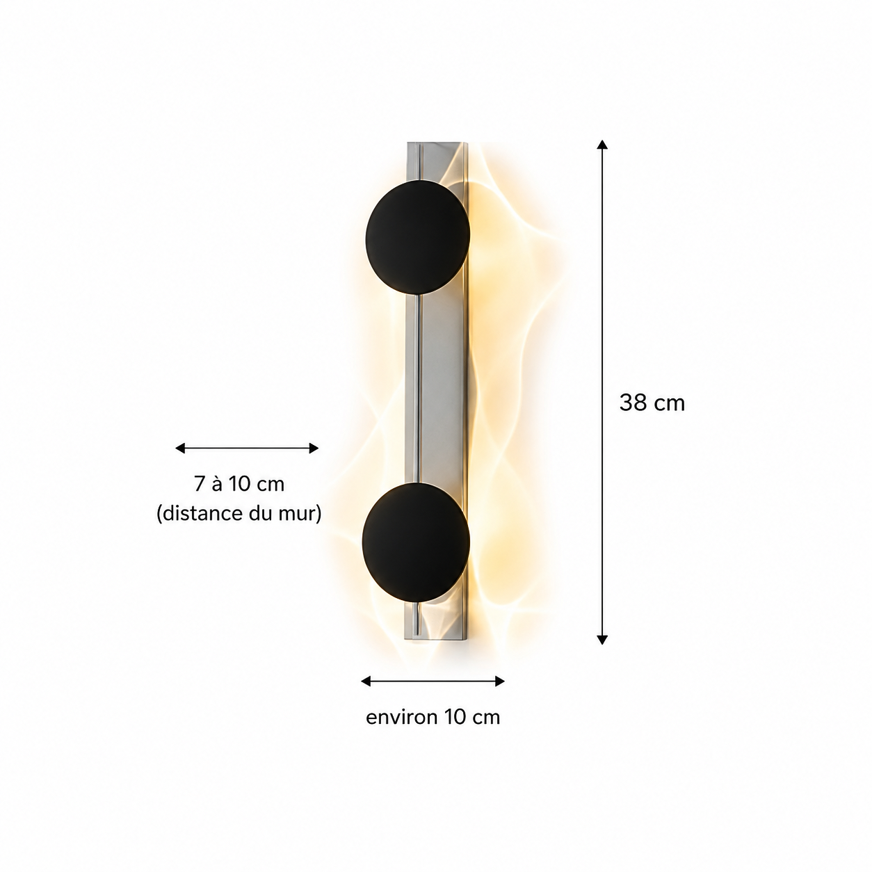 Applique Murale Double Sphère Noir et Doré