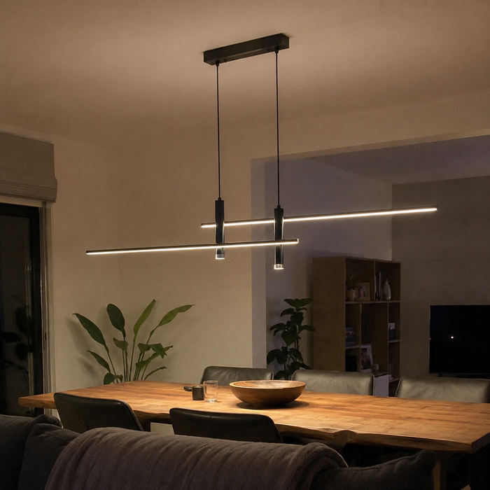 Suspension Lustre Linéaire LED Noir et Or Zefir