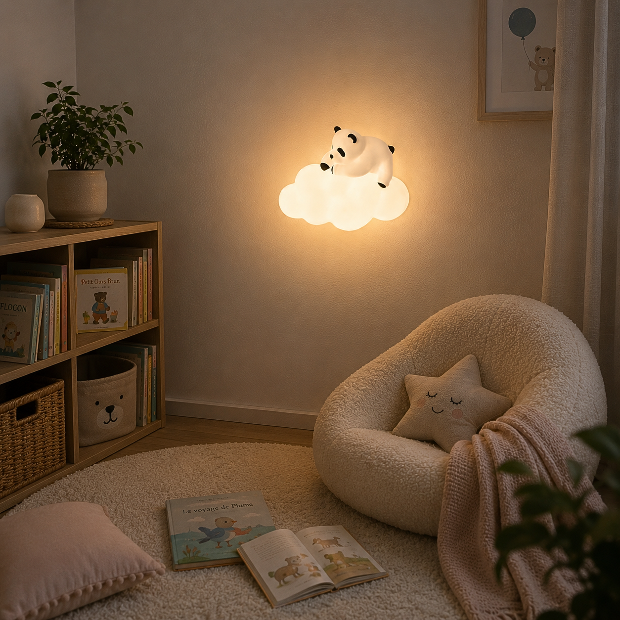 Applique Murale Enfance Veilleuse Panda Nuage LED