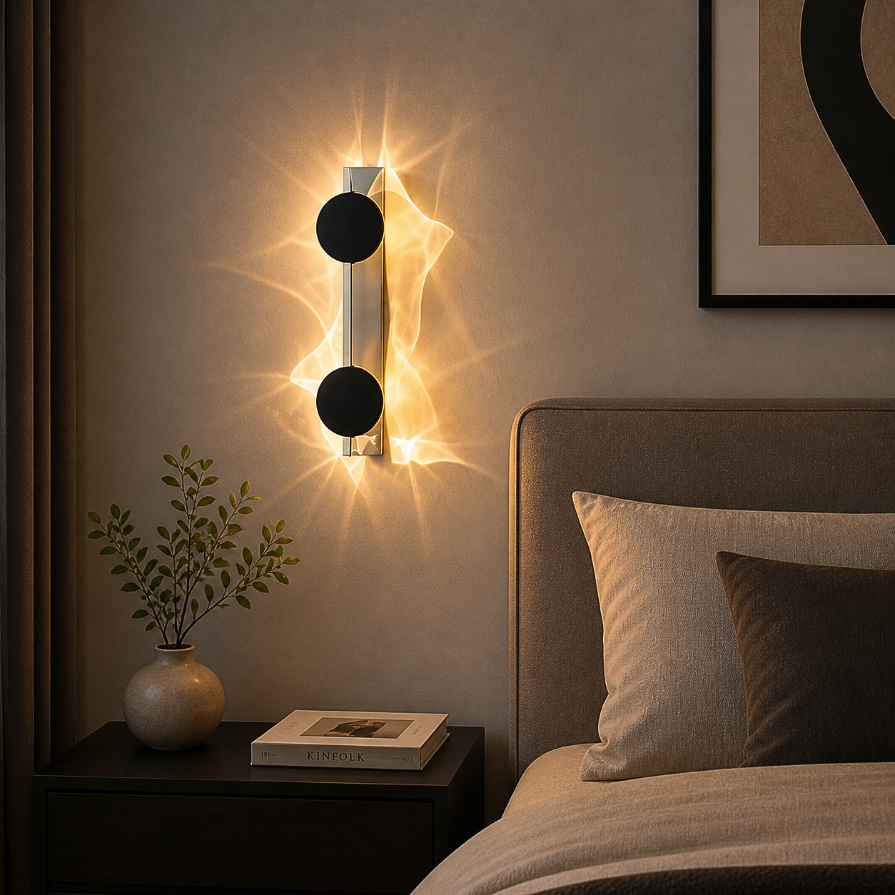 Applique Murale Double Sphère Noir et Doré