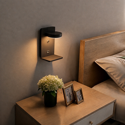 Applique Murale LED Design avec Port USB et Support Téléphone