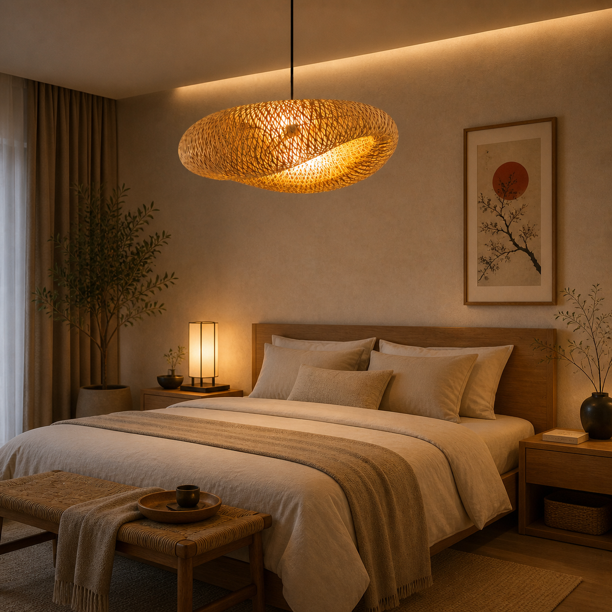 Suspension Rotin Naturel Design