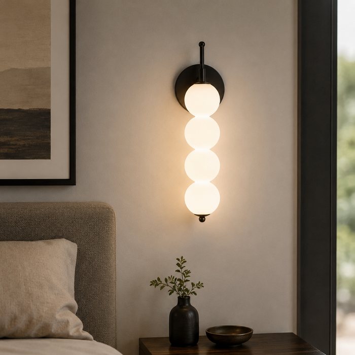 Applique Murale LED Boules Acrylique Sculpturale Noir Mat Corva