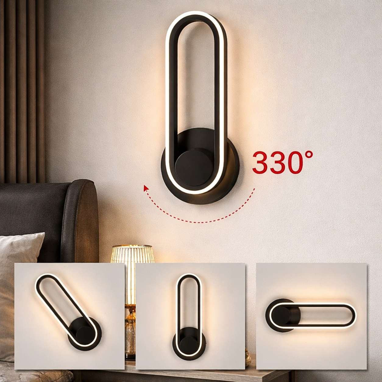 Applique Murale Ovale Rotative Design Moderne