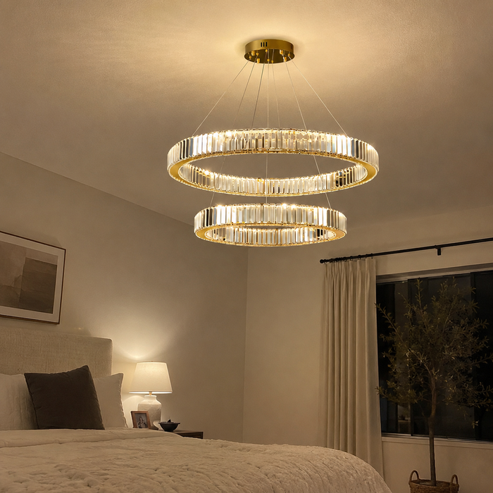 Lustre Anneau Cristal Doré Solva