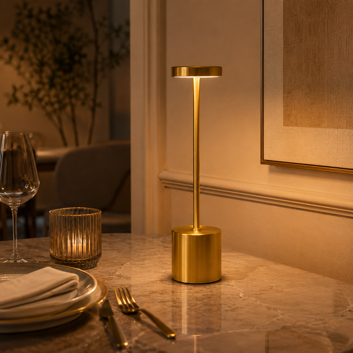 Lampe à Poser LED Métal Doré Sans Fil Ombra