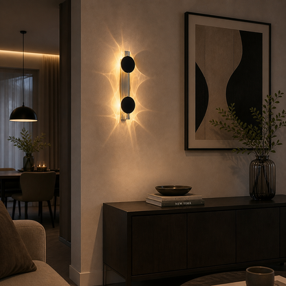 Applique Murale Double Sphère Noir et Doré
