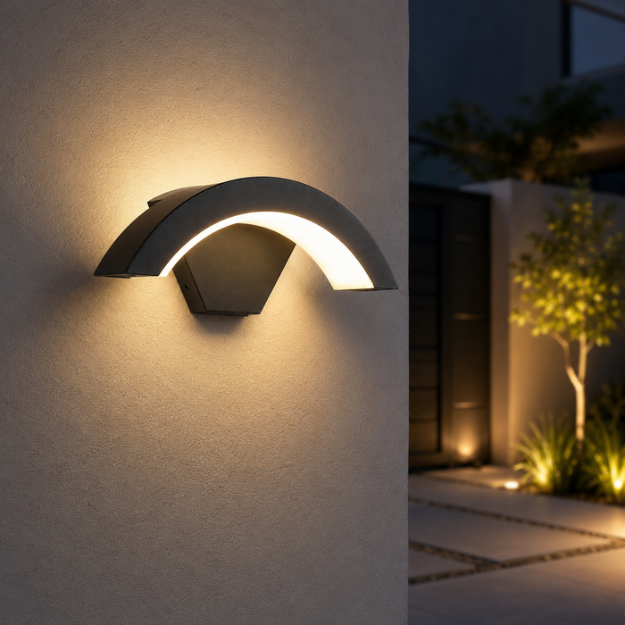 Applique Murale Extérieure Incurvée Aluminium Anthracite Norin