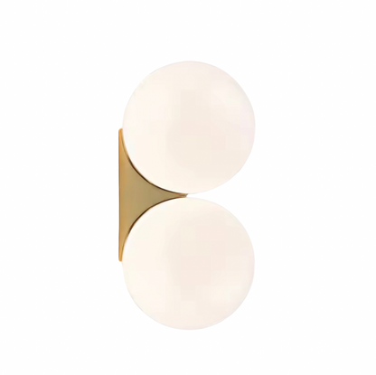Applique Murale Double Sphère Opalin Doré