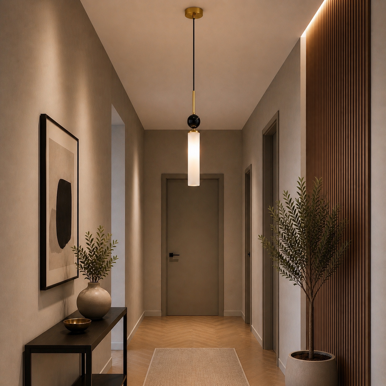 Suspension Moderne Noire & Blanc